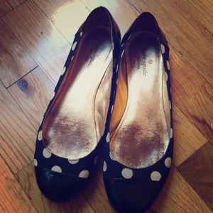 Black polka dot Kate spade flats - size 8